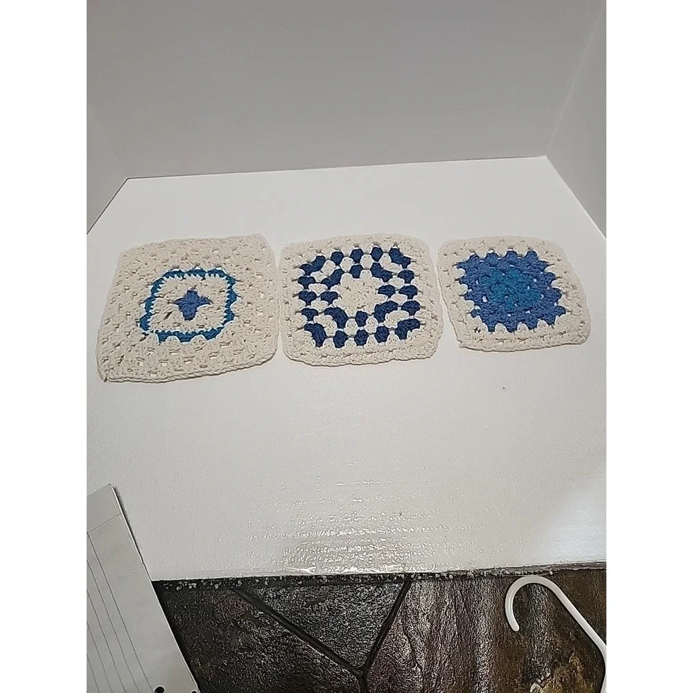 Homemade Granny Square Dish Clothes Set Of 3 Made In The USA